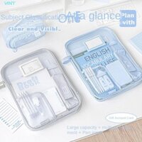 Túi dây kéo trong suốt VINT, Túi đựng hồ sơ lưới Nylon đa chức năng trong suốt, Túi đựng thư mục tập tin A4 dung tích lớn dành cho trẻ em