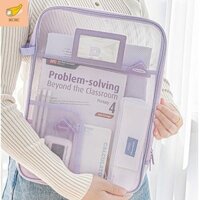 Túi dây kéo trong suốt TRENDYTRIBE, Túi đựng hồ sơ lưới Nylon trong suốt A4, INS Dung tích lớn Đa chức năng màu trơn bỏ túi học sinh