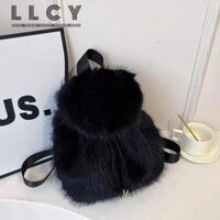 Túi dây rút LLCY, Túi nắp dung tích lớn thông thường, Ba lô sang trọng lông tơ mềm mại dành cho nữ