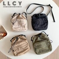 Túi dây rút, Túi nữ màu trơn Nylon, Túi Messenger thông thường hình vuông