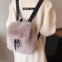 Túi dây rút UUMIR, Túi nắp thường ngày lông thú giả lông tơ, tính khí Dung tích lớn Ba lô sang trọng mềm mại dành cho nữ