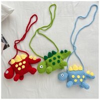 Túi Đeo Chéo Bé Trai Len Con Vật MINTSCLOSET Màu Xanh Đỏ