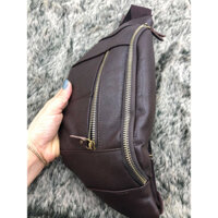 Túi Đeo Chéo Bụng Da Bò Thật 4U Cao Cấp JNM02 Màu Nâu