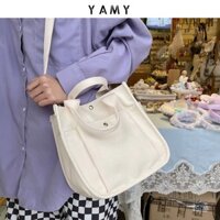 Túi Đeo Chéo Canvas Dáng Vuông Nhỏ Thiết Kế Đơn Giản Thời Trang