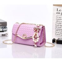 Túi Đeo Chéo Caro T18 Mẫu Mới Khuyên Tròn- Hồng Sen