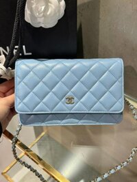 Túi Đeo Chéo Chanel Caviar Tiny CC Wallet on Chain WOC Màu Xanh 19cm