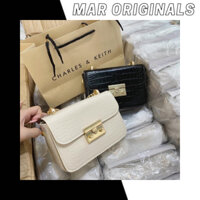 Túi đeo chéo Charles and keith da cá sấu dáng hộp đứng form sang chảnh dành cho nữ