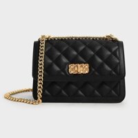 Túi Đeo Chéo Charles & Keith Micaela Quilted Chain Bag Màu Đen [ CK2-80151108 ]