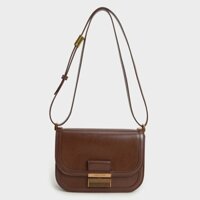 Túi Đeo Chéo Charles & Keith Metallic Push-Lock Crossbody Bag Màu Nâu [ CK2-80781400 ]