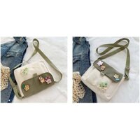túi đeo chéo chất vải kèm sticker đáng yêu 461