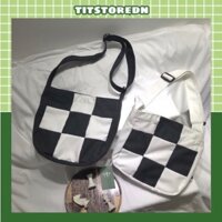 Túi đeo chéo checked caro unisex size trung siêu ngầu( có sẵn, hình thật)