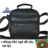 Túi đeo chéo cho nam da thật Thành Long TLG 208250  xu tiền ngũ đế cầu tài lộc