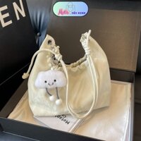 Túi Đeo Chéo Da Mềm, Đeo Vai Dây Rút Form Rộng Rãi, Túi Móc Mây Phong Cách Hàn Quốc Kèm Dây Đeo Hot Trend 2024 TT0701511