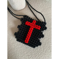 Túi Đeo Chéo Đen Hình Cây Thánh Giá Hạt Cườm Unisex Riots Handmade Nam Nữ Đi Chơi ROBA003