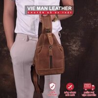 TÚI ĐEO CHÉO ĐEO NGỰC NAM DA BÒ THẬT HÀNG HANDMADE - 1012273 - Da thật 100%