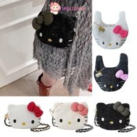 Túi đeo chéo đeo vai WALLERAB, Túi Tote sáng bằng vải Cotton, Túi xách Hello Kitty hoạt hình thời trang dành cho điện thoại mỹ phẩm Trang điểm mua sắm