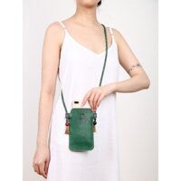 Túi đeo chéo đựng điện thoại bằng da nhuộm thảo mộc màu trơn