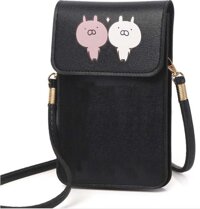 Túi đeo chéo đựng điện thoại thời trang dọc nắp hình 2 nhóc B4 Shalla - đen