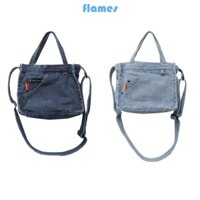 Túi đeo chéo FL có túi Túi đeo vai màu xanh Denim Túi xách cho ví ô