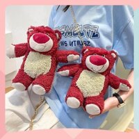 Túi Đeo Chéo Gấu Bông Hình Gấu Disney Lotso Dây Xích - Túi Đeo Vai Nhồi Bông