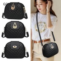 Túi đeo chéo GONOVO, Túi đeo vai đơn màu đen bằng da PU, Túi đeo chéo nhỏ có dây kéo nhiều lớp kẻ sọc