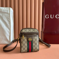 Túi Đeo Chéo Gucci Siêu Cấp Hoạ Tiết Monogram Màu Nâu 18×14.5cm