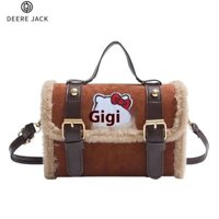 Túi đeo chéo Hello Kitty dễ thương DEERE JACK để sử dụng hàng ngày với viền lông mềm