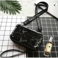 Túi đeo chéo hình vali mini đựng điện thoại họa tiết vân đá cẩm thạch trắng đen