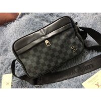 Túi đeo chéo Hoa, Caro đen nâu cao cấp để điện thoại, ví size25