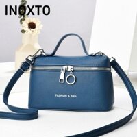 Túi đeo chéo INOXTO, Túi đeo vai có dây kéo mịn hình hộp, Túi xách vuông thông thường bằng da PU chất lượng cao dành cho nữ