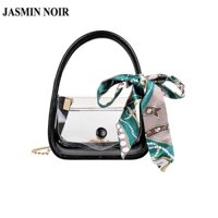 Túi Đeo Chéo Jasmin Noir Bằng Nhựa Pvc Phối Dây Xích Đính Nơ Thời Trang Cho Nữ