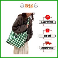 Túi đeo chéo kẻ ca rô phong cách Hàn Quốc đi học đi chơi giá rẻ - Balo Hazin
