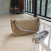 Túi đeo chéo/ kẹp mách nữ thương  hiệu Coach da thật cao cấp bản hai dây đeo thay đổi