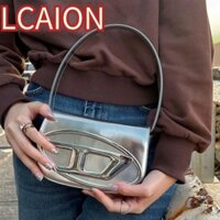 Túi đeo chéo LCAION, Túi đeo vai phong cách Y2K màu bạc, Túi xách da PU bền bỉ dành cho nữ