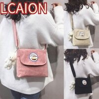 Túi đeo chéo LCAION, Túi đeo vai nữ vải nhung thêu, Túi xách nữ màu đen màu xanh lá cây phong cách thường ngày Nhật Bản dành cho sinh viên