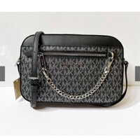 Túi Đeo Chéo Michael Kors, Hoạ Tiết Đen Trắng, Dây Xích Màu Bạc