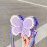 Túi Đeo Chéo mini Bằng Silicon Màu Kẹo Hình Bướm Dễ Thương Cho Bé Gái