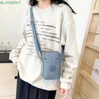 Túi đeo chéo Mini BLAZESKY, Túi xách Túi dây kéo Nylon thông thường, Túi đựng điện thoại bằng vải màu trơn thời trang dành cho sinh viên