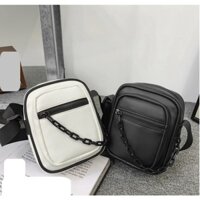 Túi đeo chéo Mini size form hộp, đính kèm charm xích, phụ kiện Unisex, có sẵn Đà Nẵng.