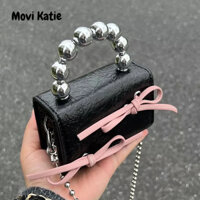 Túi đeo chéo MOWEIKAIDI mini đính nơ phối dây xích thời trang cá tính cho nữ