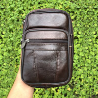 Túi đeo chéo nam cỡ vừa da bò thật CBM - M104 Nâu
