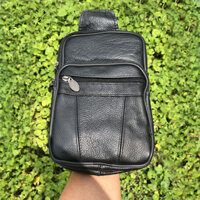 Túi đeo chéo nam cỡ vừa da bò thật CBM - M104 Đen