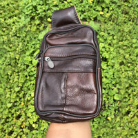 Túi đeo chéo nam cỡ vừa da bò thật CBM - M102 Nâu