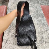 Túi đeo chéo nam Da bụng cá sấu màu đen dễ phối đồ