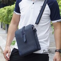 TÚI ĐEO CHÉO NAM ĐỘC LẠ ĐỒ DA THẬT, TÚI CẦM TAY NAM DA BÒ XANH NAVY BABU HANDMADE BB004