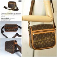 Túi đeo chéo nam lv da thật ngã mật ong xách tay Nhật