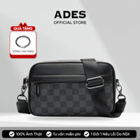 Túi đeo chéo nam nữ chất liệu da PU kẻ caro 3 ngăn cao cấp tiện lợi - TD04