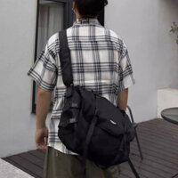 Túi đeo chéo nam nữ TEEHUB T16 local brand vải Pvc chống nước màu đen nhiều ngăn