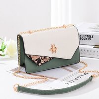 Túi Đeo Chéo Nắp Lệch Đính Ong T25 Màu Xanh Rêu