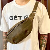 Túi đeo chéo ngực, Túi Sling bag nam nữ Sling bag da bò sáp thật 100% may thủ công Handmade BH 2 năm